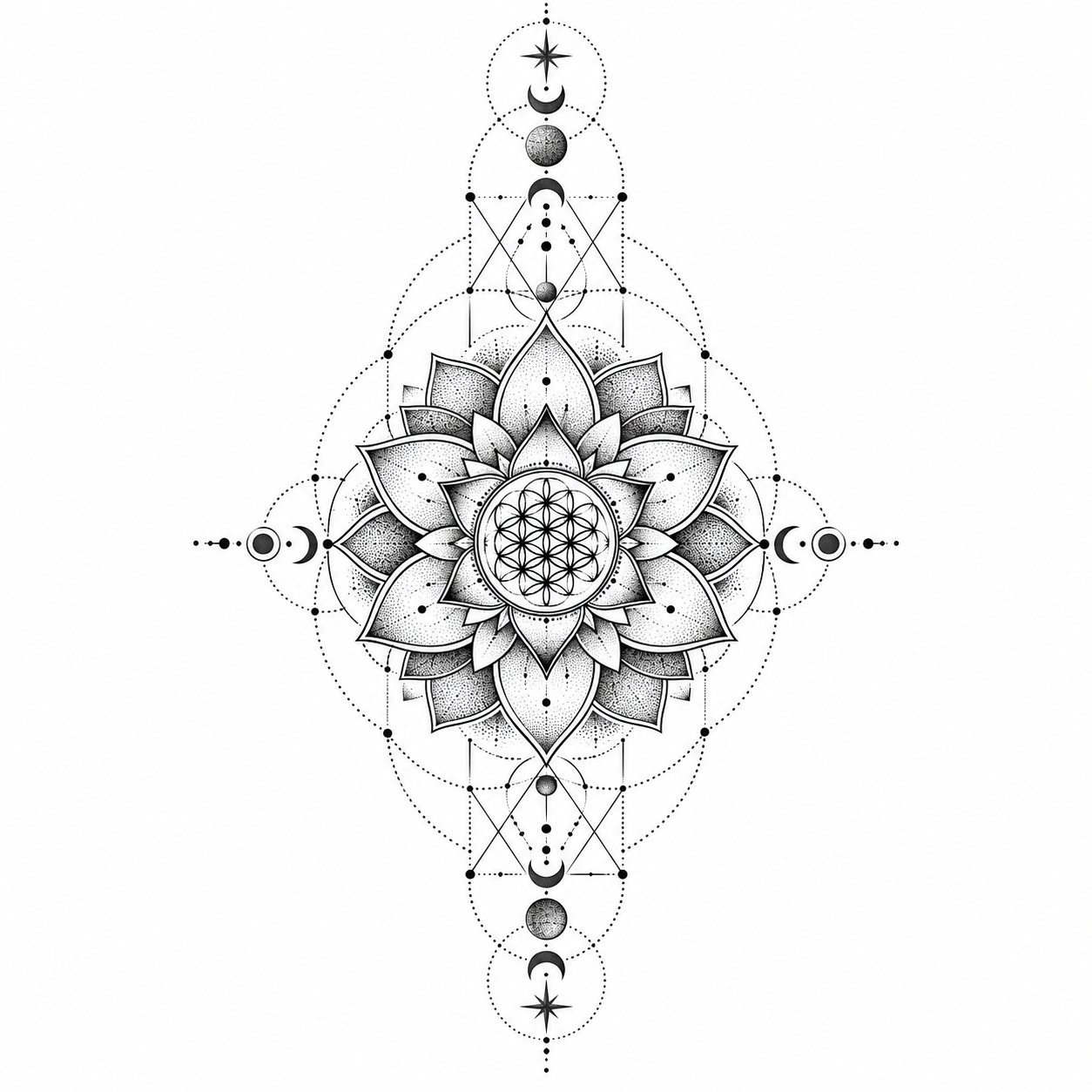Sacred geometry mandala tattoo