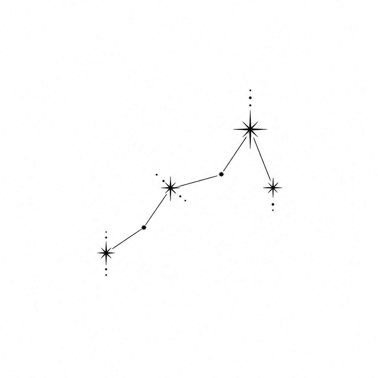 Small constellation joined by thin lines tattoo