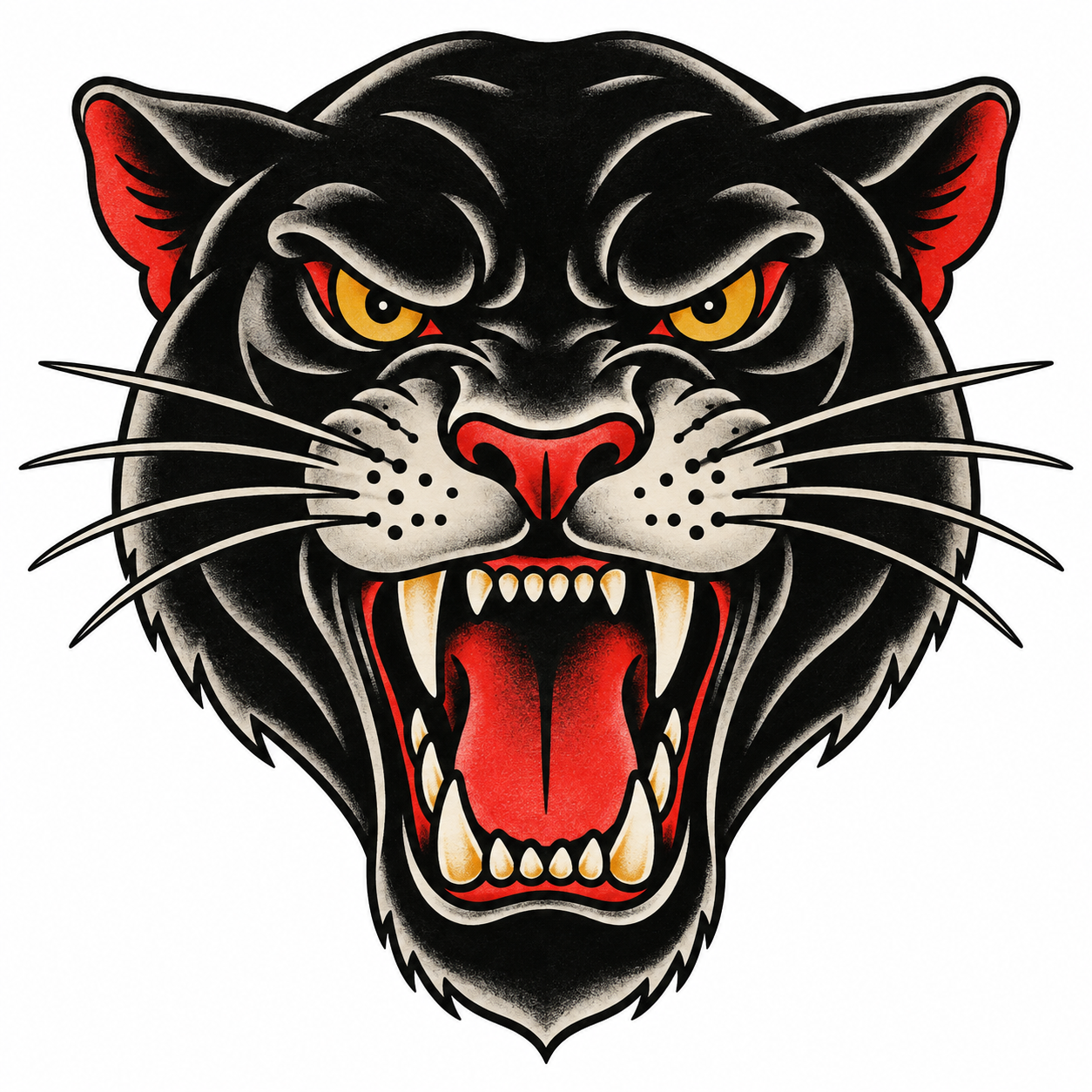 Traditional panther head tattoo