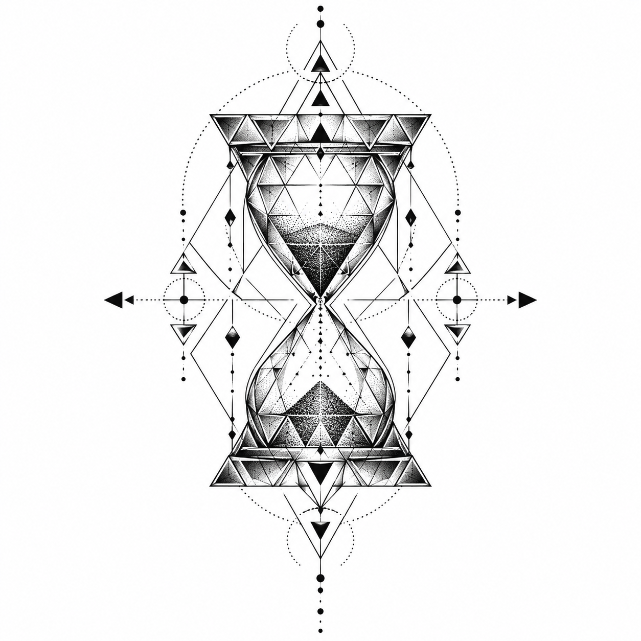Hourglass formed from triangles tattoo