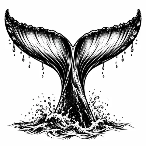Bold blackwork whale tail tattoo
