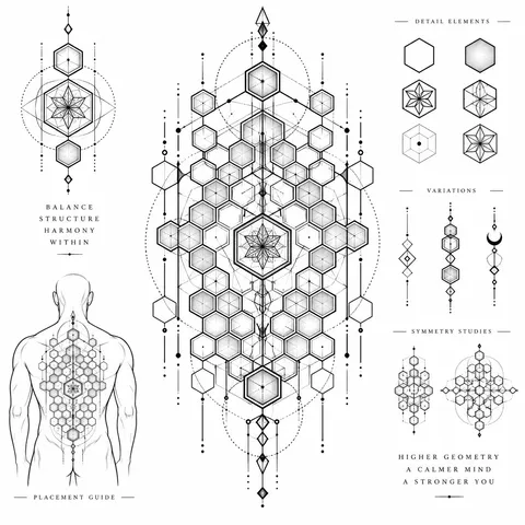 Hexagon lattice pattern tattoo