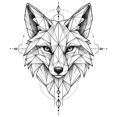 Low poly fox head tattoo
