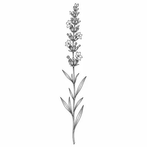 Single lavender sprig tattoo
