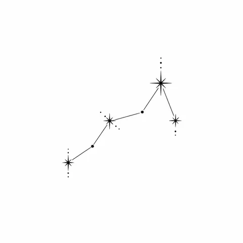 Small constellation joined by thin lines tattoo