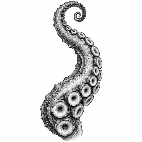 Stippled octopus tentacle tattoo