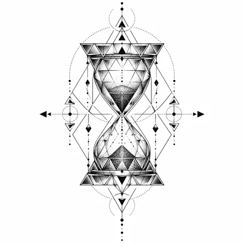 Hourglass formed from triangles tattoo