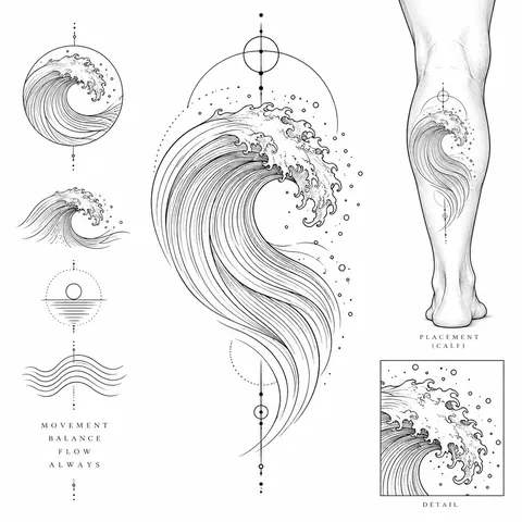 Concentric arcs forming a wave tattoo