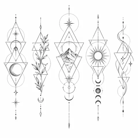 Overlapping thin triangles tattoo