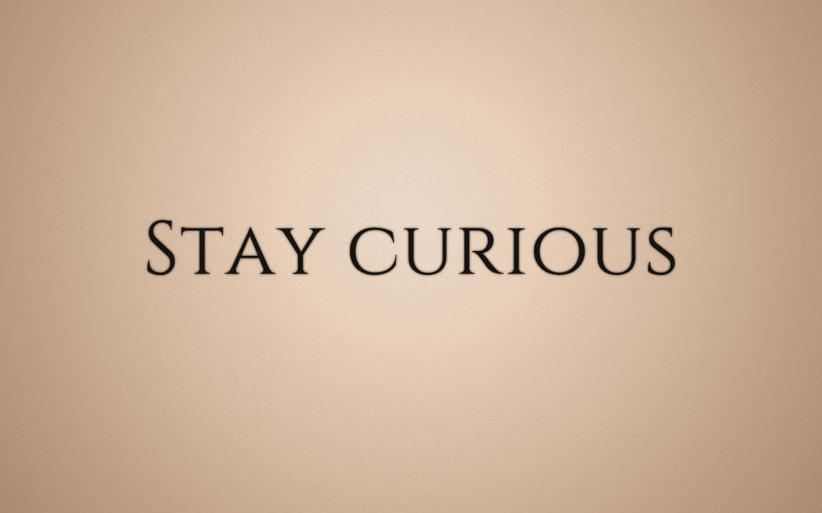 Stay curious rendered in the Cinzel serif font using the same lettering preview